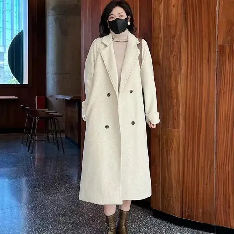 Plus Size Plus Size Loose Thickened Woolen Coat Medium Length Fleece Lined Suit Collar Outerwear for Women in plus Size from ...