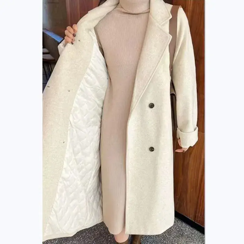 Plus Size Plus Size Loose Thickened Woolen Coat Medium Length Fleece Lined Suit Collar Outerwear for Women in plus Size from ...