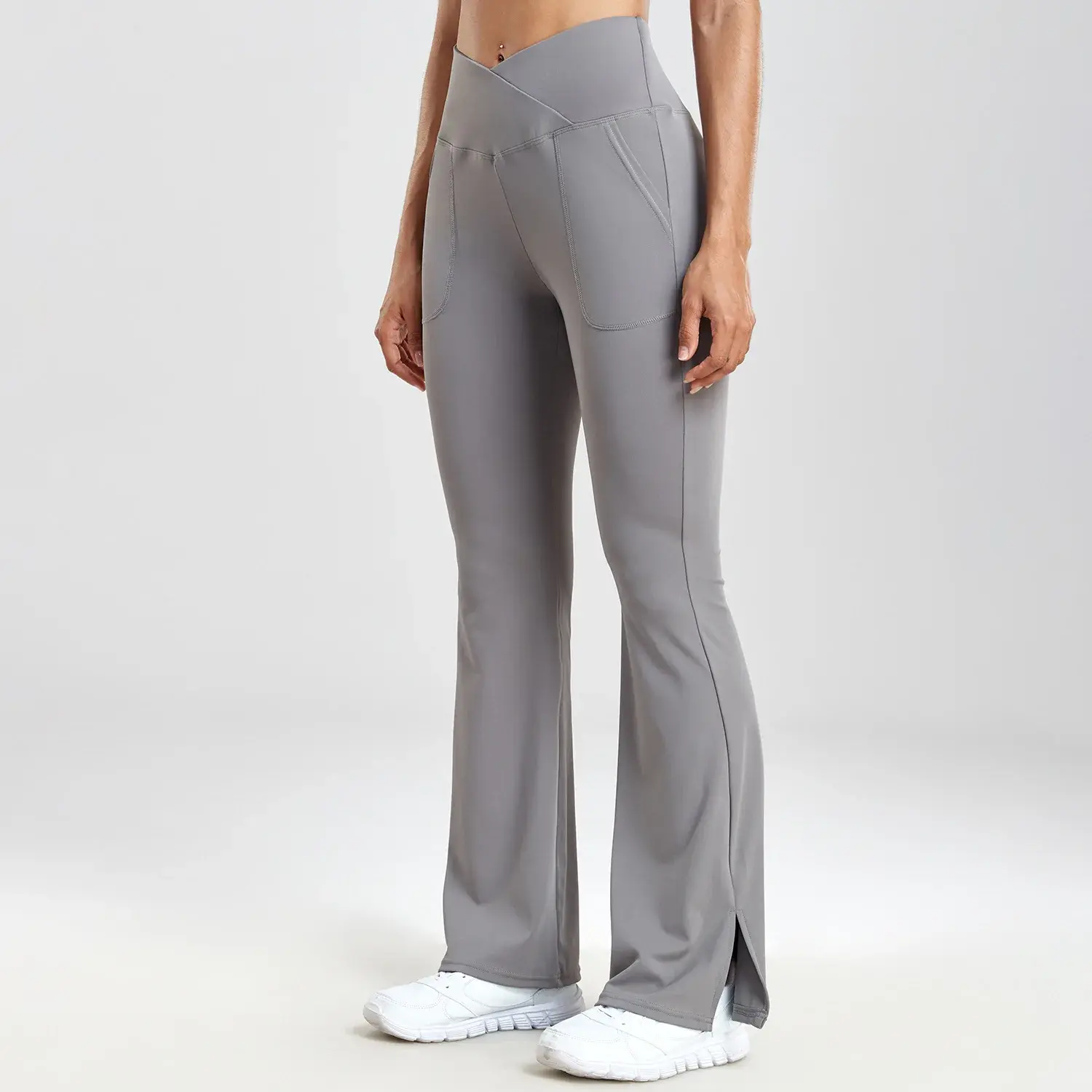 Slimming High Waist Bell Bottom Pants Casual V-Shaped Split Abdomen Lifting Butt Thin Summer Material Comfortable Women Trousers