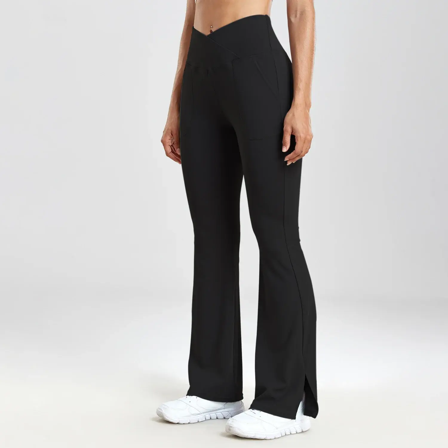 Slimming High Waist Bell Bottom Pants Casual V-Shaped Split Abdomen Lifting Butt Thin Summer Material Comfortable Women Trousers
