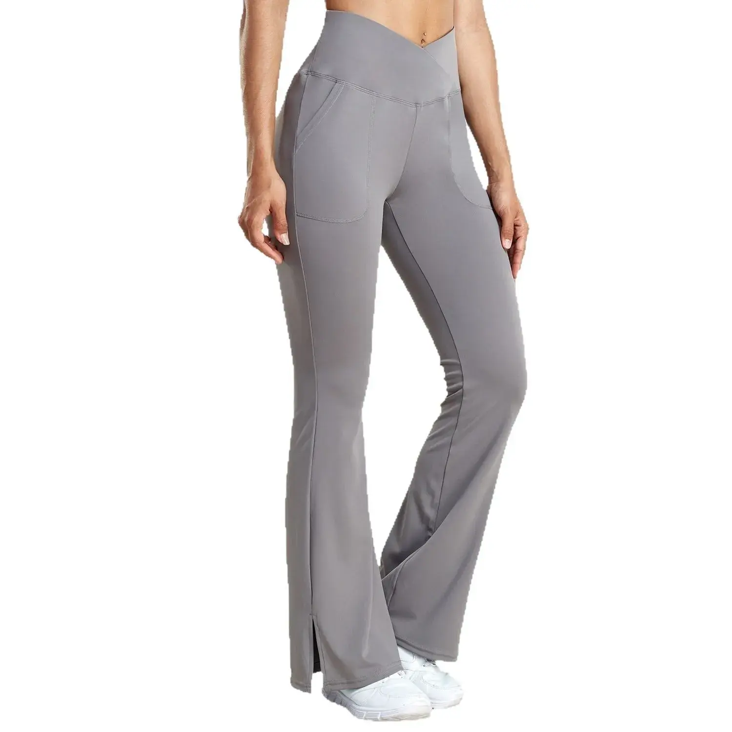 Slimming High Waist Bell Bottom Pants Casual V-Shaped Split Abdomen Lifting Butt Thin Summer Material Comfortable Women Trousers