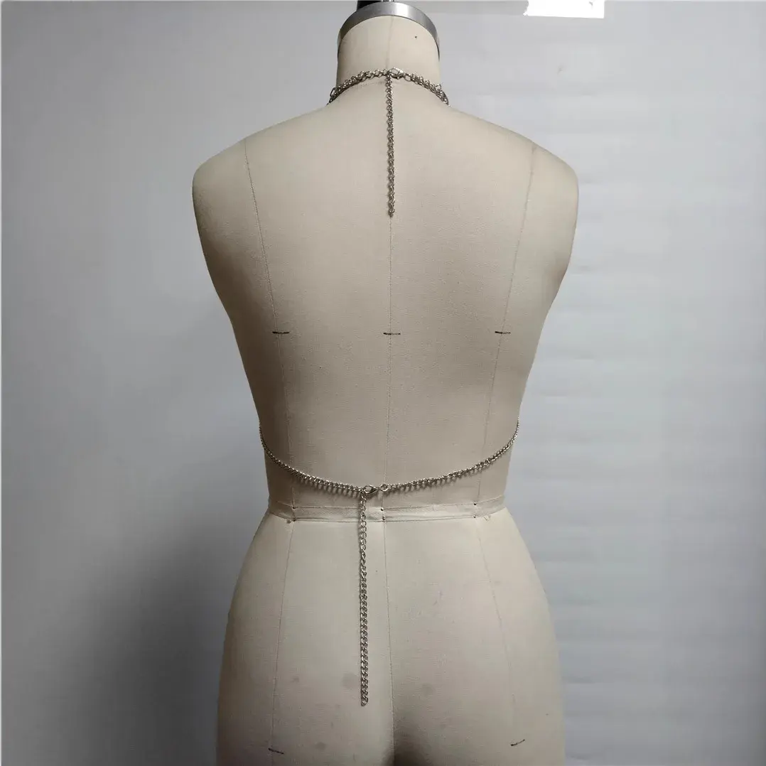 Sexy Metal Tassel Cross Chest Chain Nightclub Bridesmaid Bra Body Chain Women's Crossbody Vest Top Trendy Chinese Wholesale