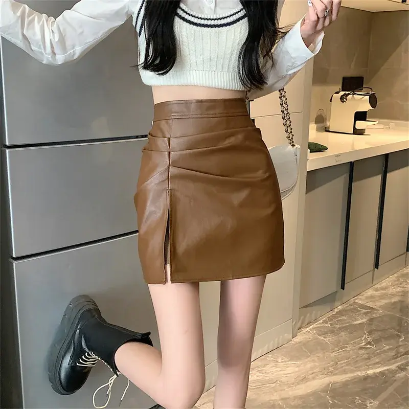 Sexy High-Waisted A- Line Bodycon Skirt Plus Size Autumn Elegant Sashiko Pure Desire Women's Half-Length Skirt