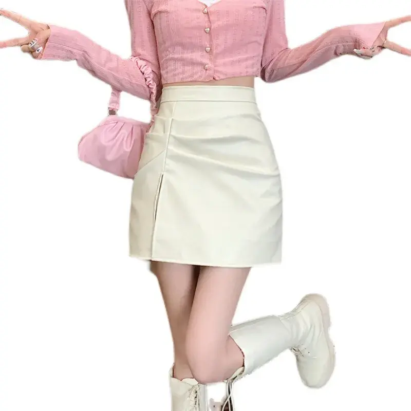 Sexy High-Waisted A- Line Bodycon Skirt Plus Size Autumn Elegant Sashiko Pure Desire Women's Half-Length Skirt