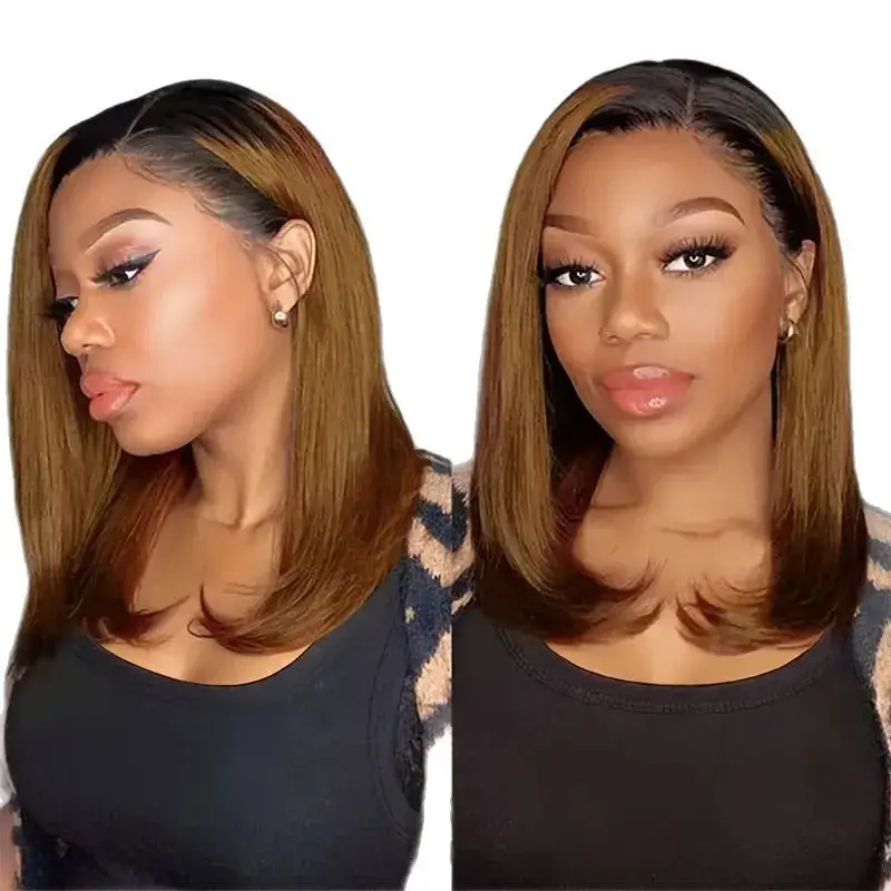 New Arrival Synthetic Fiber Wig with Front Lace Gradient Short Bob Style Direct Sale from Home Cross-Border Hair Extension