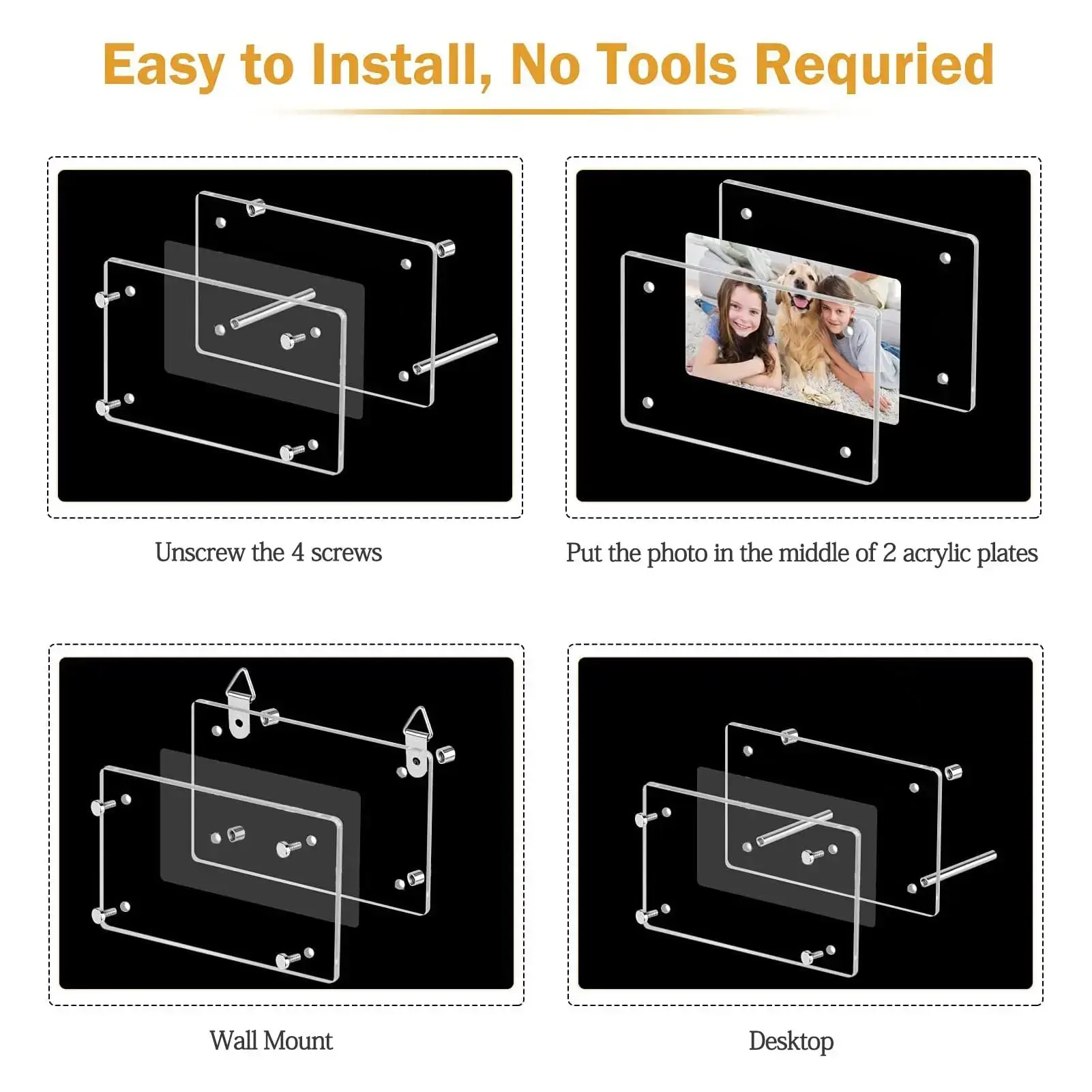 Acrylic Crystal Photo Frame Stand A4 Table Card Wall Hanging Certificate Display Holder A3 Advertising Pin Display Frame