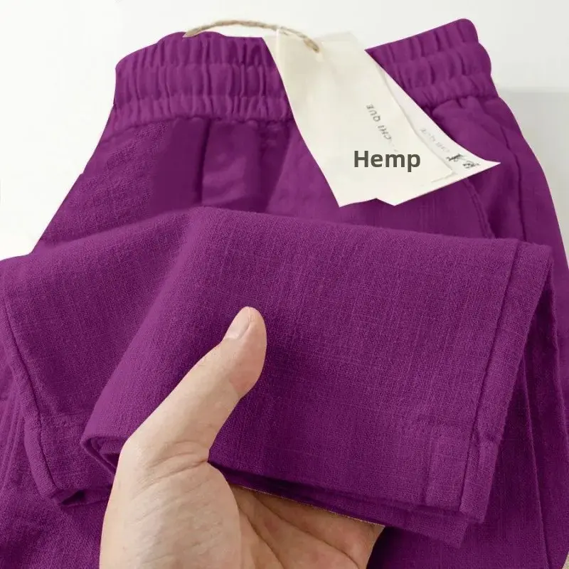 Fashionable Loose Wide Leg Pants Women's Summer Casual Long Trousers Thin Cotton Pure Linen Comfortable Fit Versatile Style