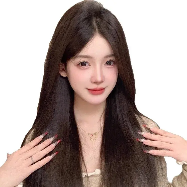 Lightweight Seamless One-Piece Wig Hair Extension Cover Grey Hair Thickening Real Hair Top Cap Wig for Women