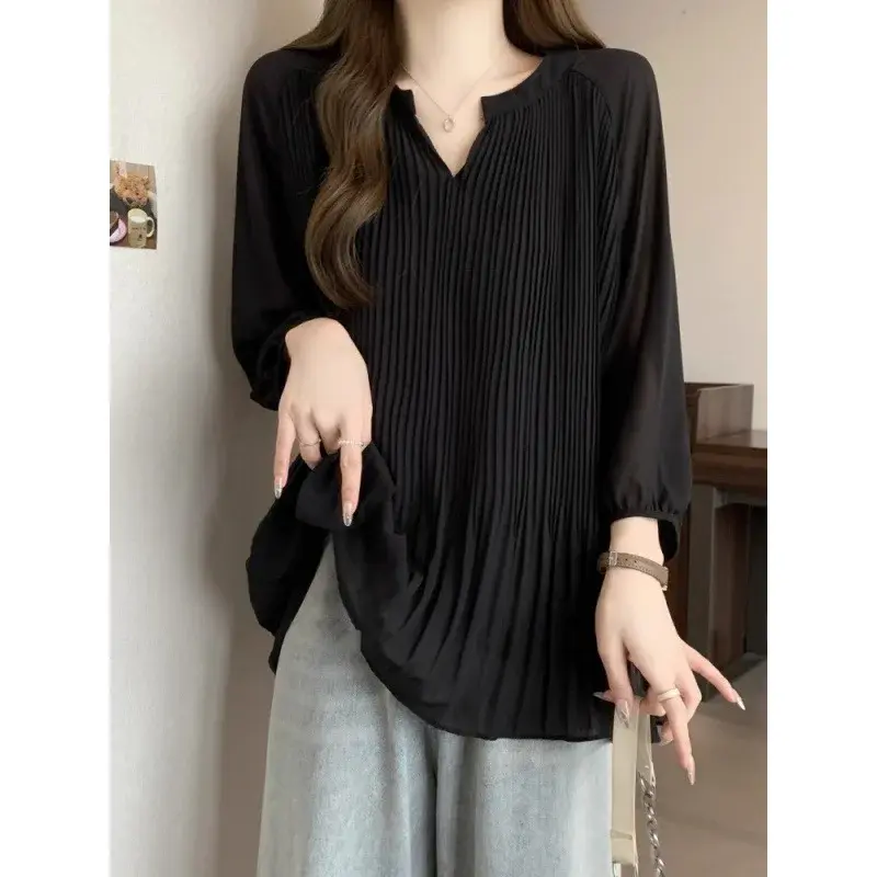 Plus Size French Style Casual Slimming Summer Fashion Solid Color Ruffle Sleeve Top for Heavy Women up to 250 Pounds