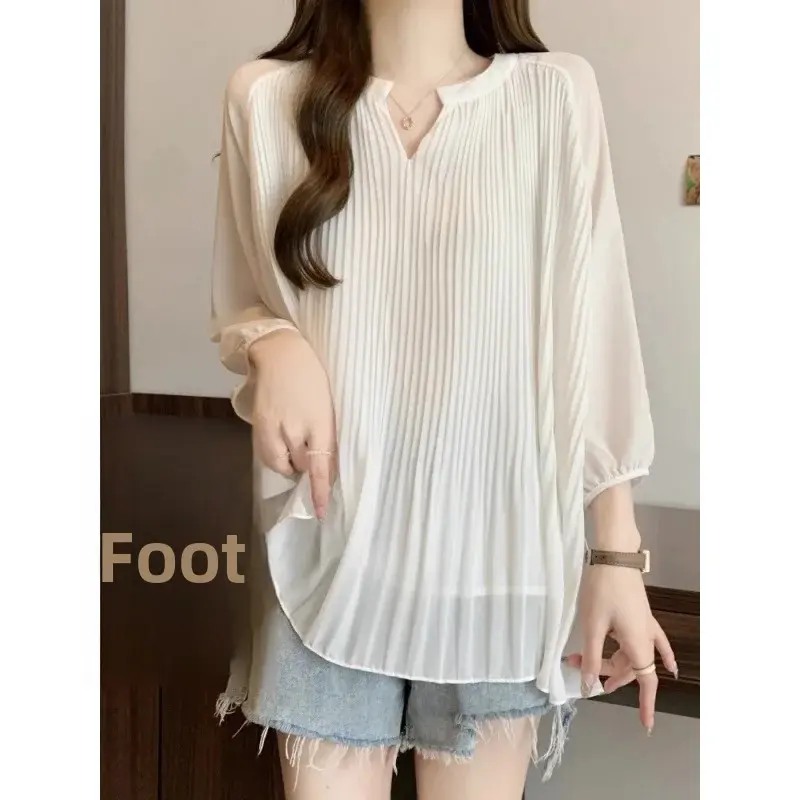 Plus Size French Style Casual Slimming Summer Fashion Solid Color Ruffle Sleeve Top for Heavy Women up to 250 Pounds