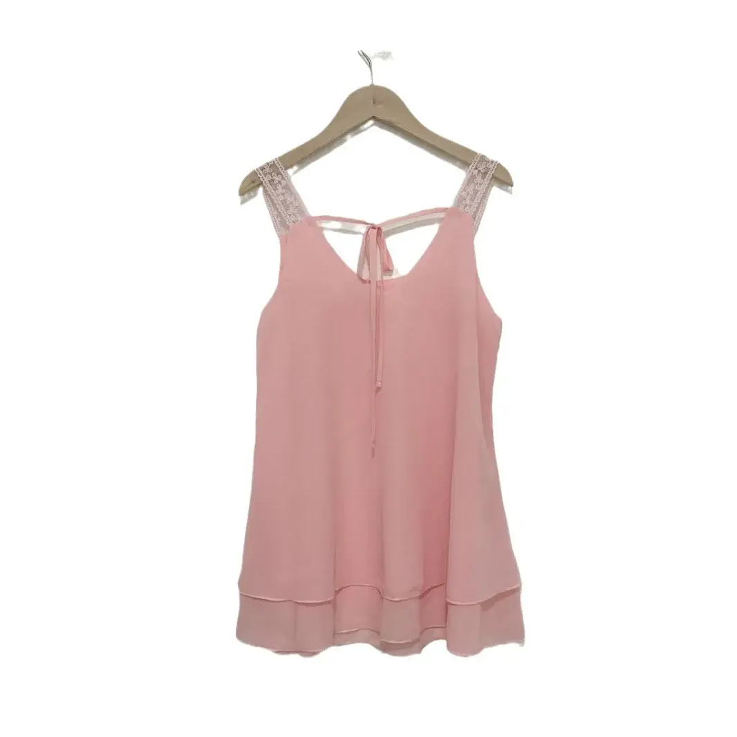 Sexy Lace Top for Women with Shoulder Straps Fashionable Versatile Outerwear Independent Station Wish Polyester Blend Vest Tank
