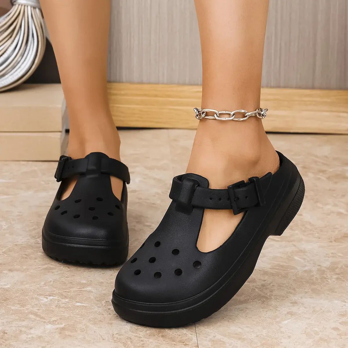 2025 New Mary Jane Clog Shoes Women's Casual Indoor Outdoor Beach Sandals Open Toe Slip-On EVA Comfortable Ladies Slippers