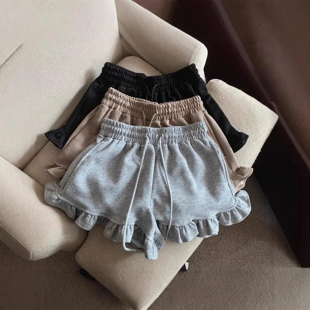 High Waist Cotton Shorts Women's Casual Home Wear Outdoor Fashionable Wide Leg Hot Pants Comfortable Loose Fit Sporty