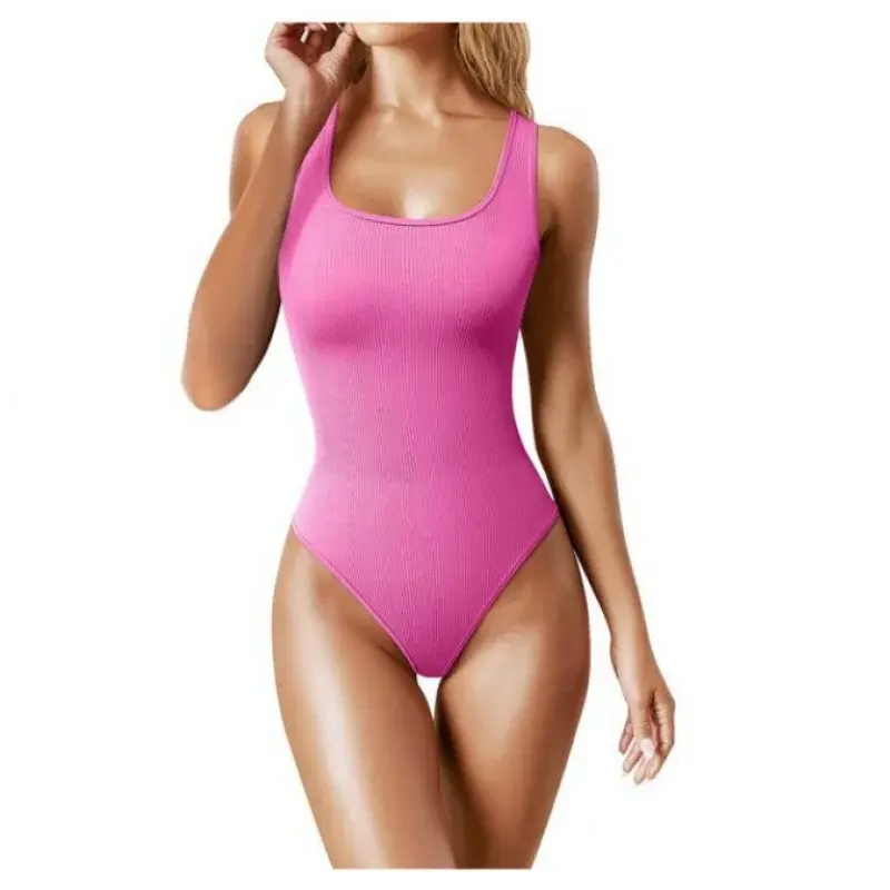 Amazon Summer Best Selling Women's Clothing U-Neck Sleeveless Vest Tight Body Conjunto De Malla Europea Y Americana