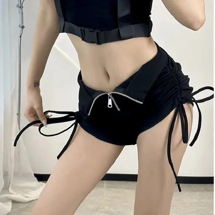 Summer Design Sensibility Unique Side Drawstring Spicy Girl High-Waisted Slimming Leg-Lengthening Ultra-Short Heat Pants