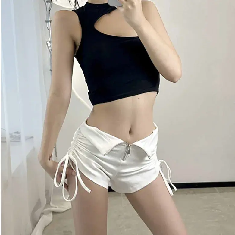 Summer Design Sensibility Unique Side Drawstring Spicy Girl High-Waisted Slimming Leg-Lengthening Ultra-Short Heat Pants
