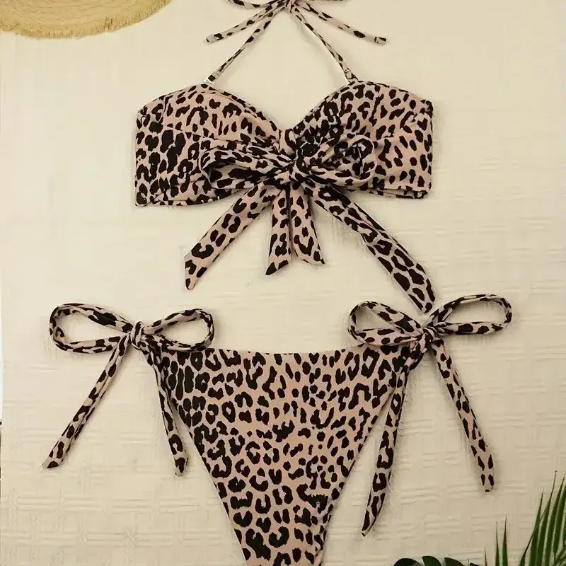 Sexy Print Bikini Set Leopard Patterned Two-Piece Swimsuit Cross-Border Strapless Swimwear for Women from Mainland China