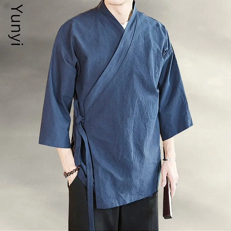Summer Thin Seven-point Sleeve Cardigan Jacket Trendy Chinese Style Men's Casual Short Sleeve Manteau Hanfu Jacket