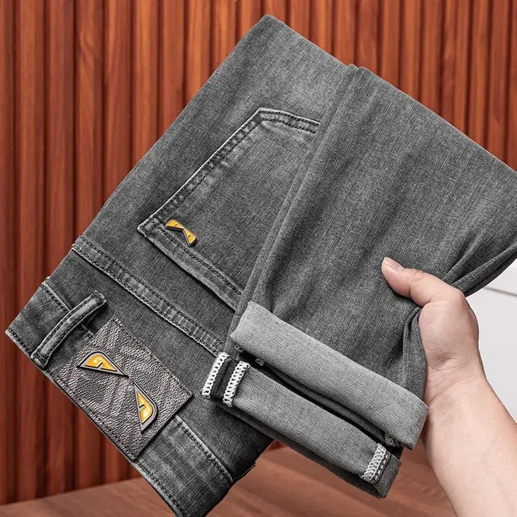 2024 Spring Summer New High End Light Luxury Fashionable Jeans Men's European Goods Trendy Brand Slims Smooths Your Silhouette K