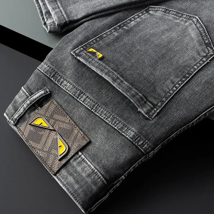2024 Spring Summer New High End Light Luxury Fashionable Jeans Men's European Goods Trendy Brand Slims Smooths Your Silhouette K