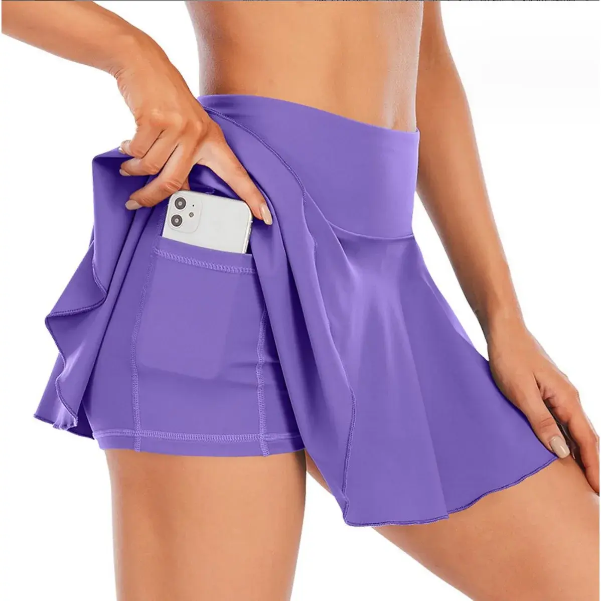 Quick Dry Breathable Outdoor High Waist Fitness Yoga Half Body Short Skirt Netball Skirt Pants for Women Sporty Style