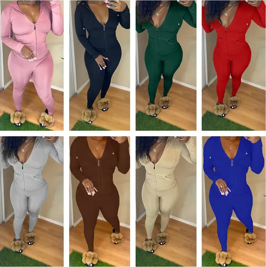 New 2021 Amazon INS Autumn European Women's Fashion Hooded Cardigan Slims Casual Suit Smooths Your Silhouette Sports Casualwear