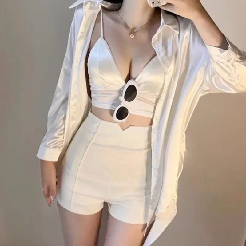 White High-waisted Elastic Sexy Slimming Shorts For Women 2023 Korean Style Summer Outerwear Tight Fitting Dance Hot Pants