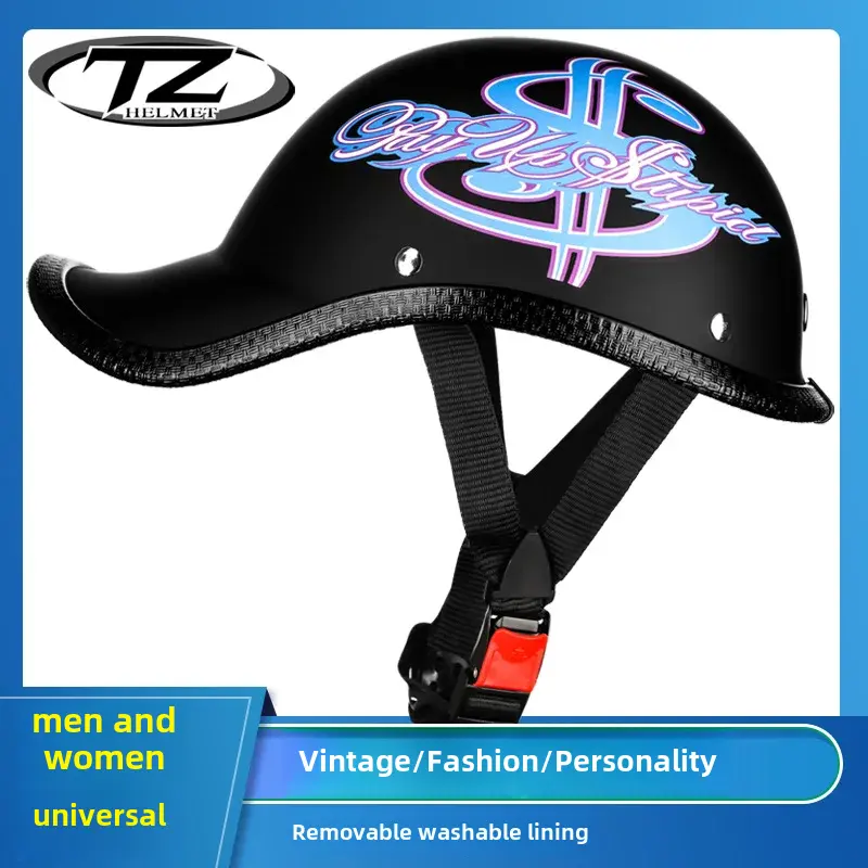Vintage Unique Half Helmet Harley Davidson Motorcycle Helmet For Men Women Summer Universal Electric Motorcycle