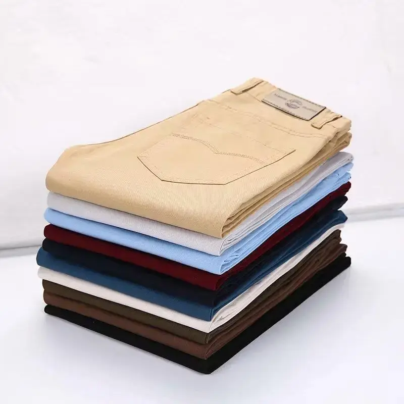 Spring Autumn Men's Casual Pants Straight Leg Slim Fit Korean Style Lightweight Export Pants Solid Color Youth