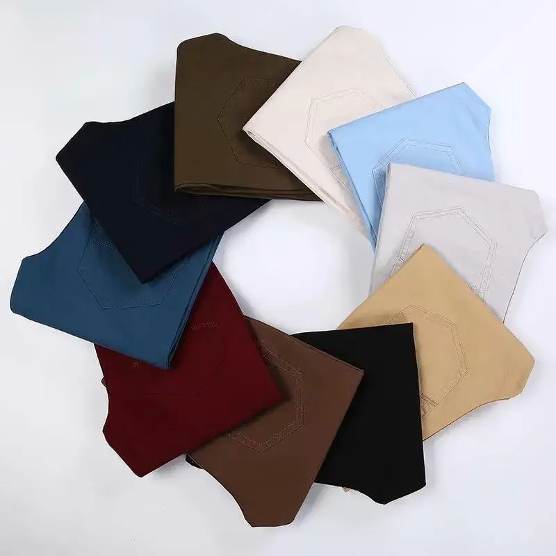 Spring Autumn Men's Casual Pants Straight Leg Slim Fit Korean Style Lightweight Export Pants Solid Color Youth