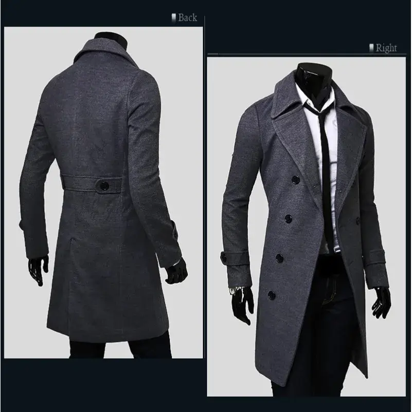 Men's Fashionable Extended Overcoat Jacket For Autumn/Winter New Arrival Cross-Border Trade Fast Selling Woolenovercoat