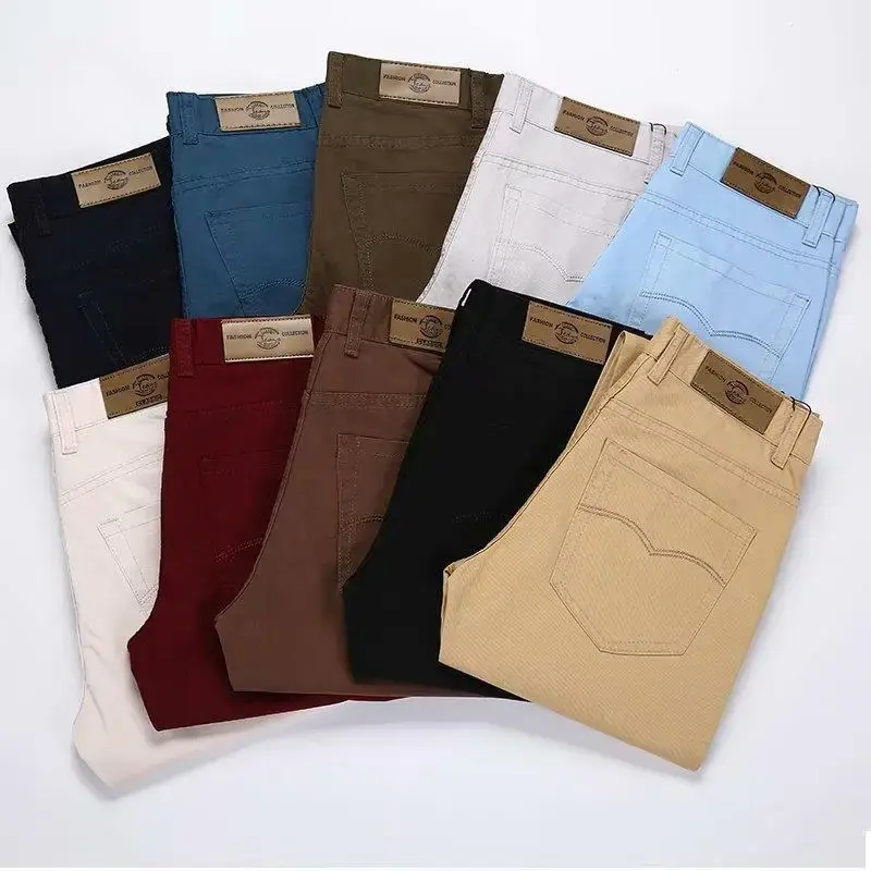 Spring Autumn Men's Casual Pants Straight Leg Slim Fit Korean Style Lightweight Export Pants Solid Color Youth
