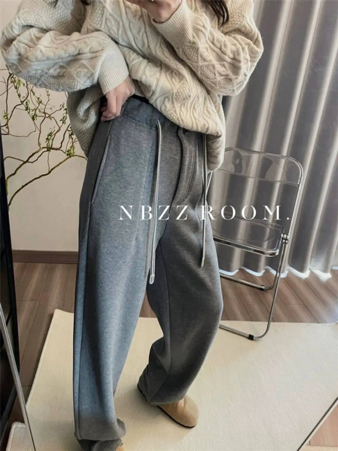 High Waist Thickened Fleece Women's Loose Banana Pants Casual Sports Trousers Autumn Winter Early Spring Fashionable All-Match