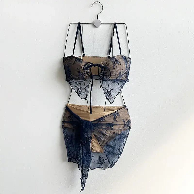New Advanced Bikini Lace Sexy Vacation Hot Girl Three-piece Set Hot Spring Swimsuit Women Pure Desire Korean Swimwear