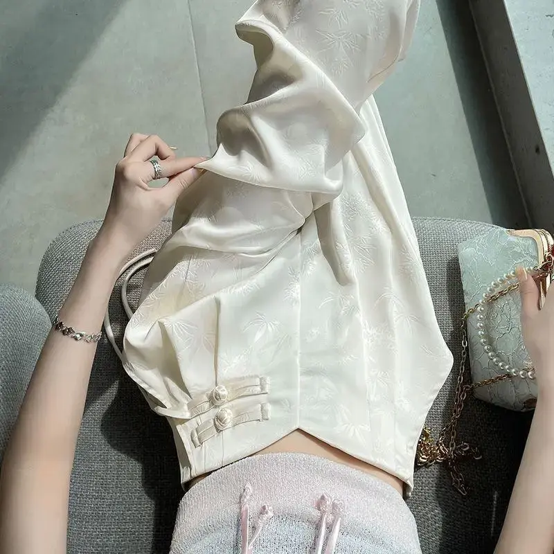 New Chinese Style Jacquard Draped Bell Bottoms Women's Spring Summer New Design Sensibility National Spirit Fashionable Buttoned