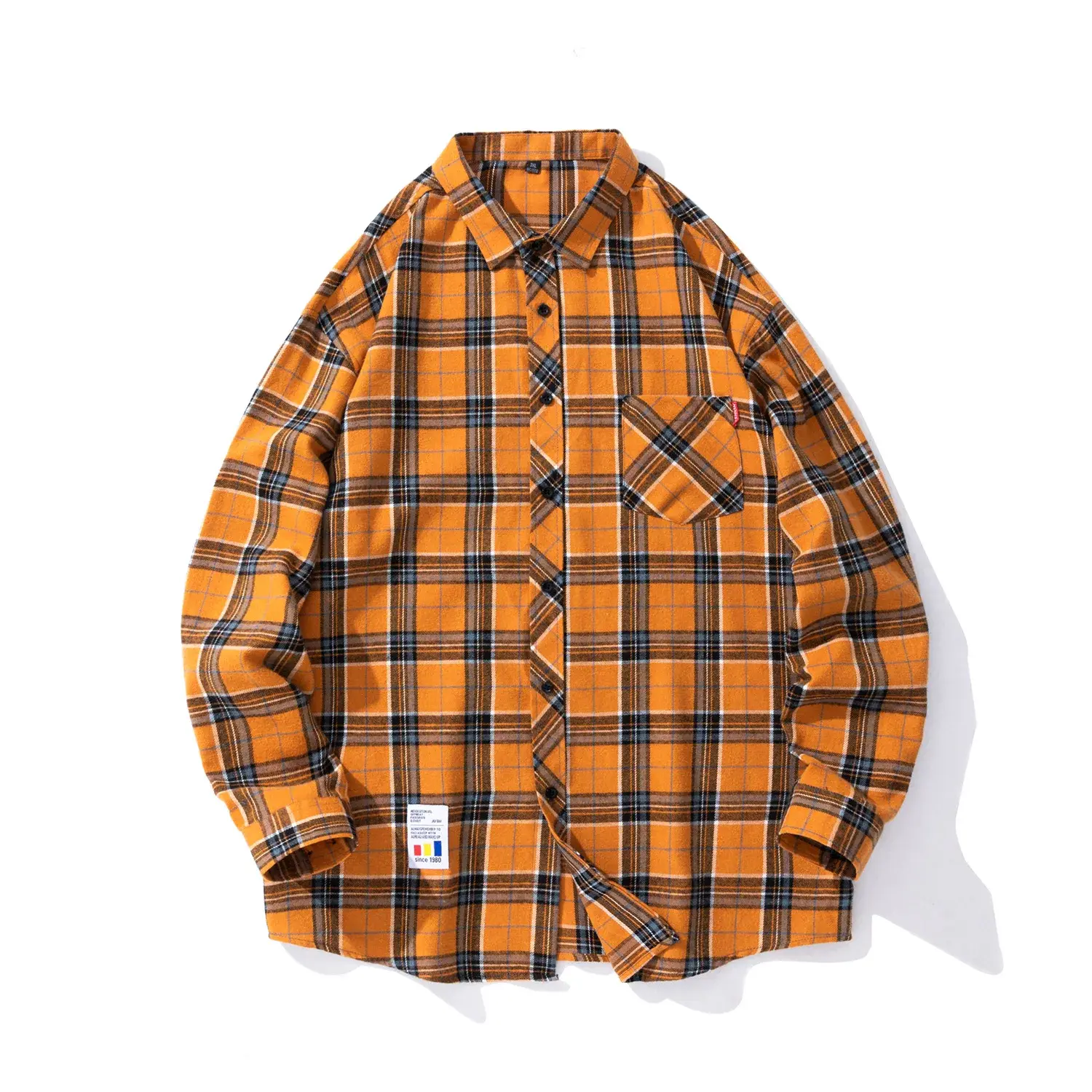 Men's Casual Plaid Shirt European Style Flannel Short Sleeve Warm Shirt For Foreign Trade Outlet