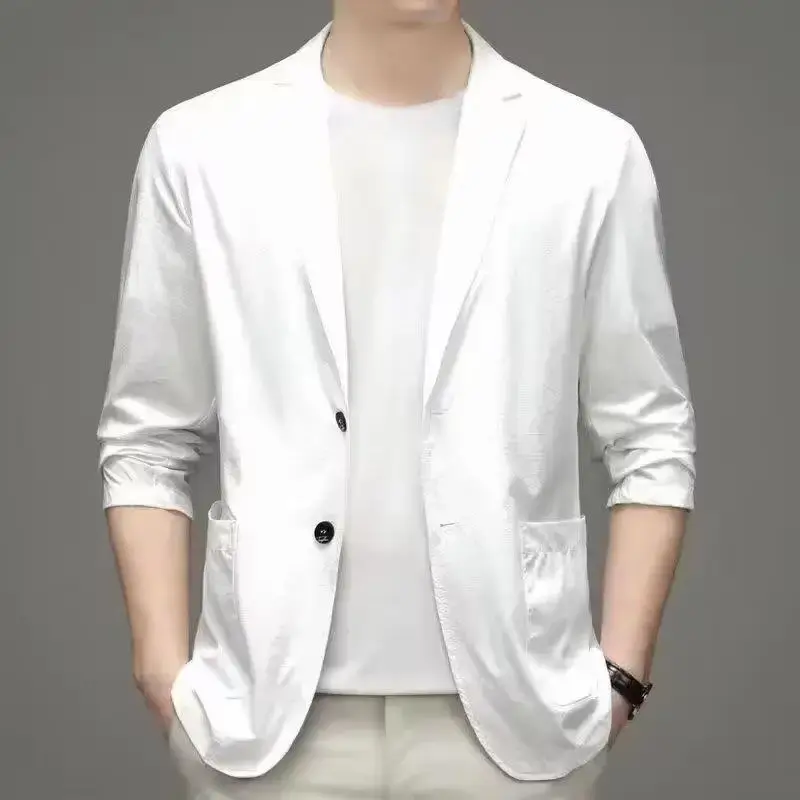 Summer Ice Silk Western-style Men's Suit Ultra-thin Casual Sun Protection Clothes Lightweight Spring Autumn Single-piece Jacket