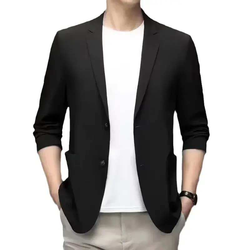 Summer Ice Silk Western-style Men's Suit Ultra-thin Casual Sun Protection Clothes Lightweight Spring Autumn Single-piece Jacket