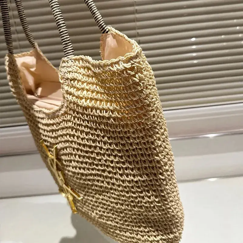 2024 New Fashionable Laffey Straw Woven Beach Bag Women's Large Capacity Commuter Tote Bag For Summer Vacation Beach Bag