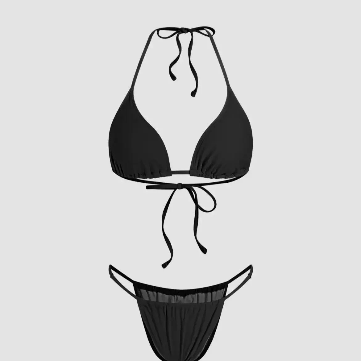 Sexy Two-Piece Swimsuit Quick Dry Multiple Colors Women's Fashionable Bikini Set Pure Color Trendy Swimwear by None( AE Stock)