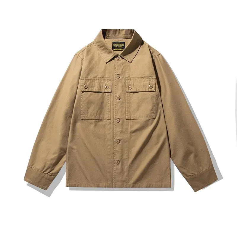 OKONKWO Tiger Stripe Camouflage Shirt Men's Long Sleeve Workwear Engineer Casual Shirt Other Material