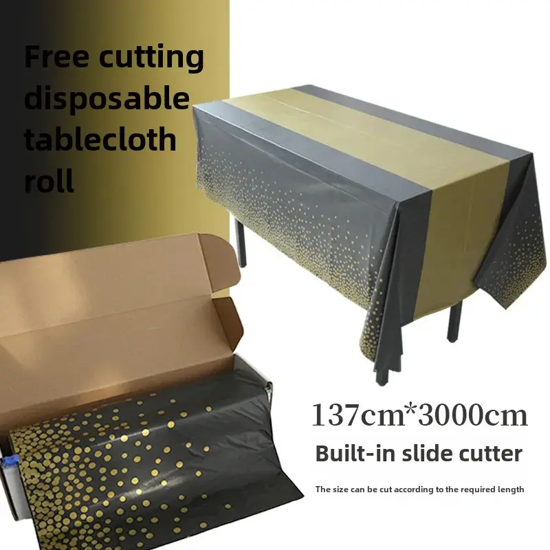 Disposable Roll-Up Tablecloth Waterproof Oil-Resistant PEVA Rectangular Table Cover For Parties And Home Use