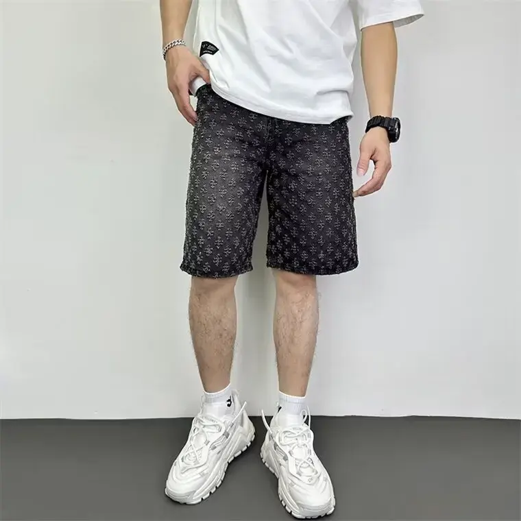 Summer New Style Hong Kong Vintage Men's Jeans Trendy Brand Design Sensibility Niche Loose-fit Denim Shorts Korean Version
