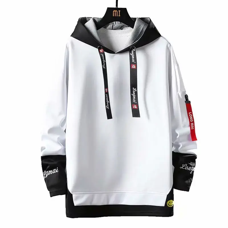 Trendy Two-Piece Illusion Sweatshirt Hooded Jacket For Men Korean Style Spring Autumn New Arrival Youthful Fashion Student Top