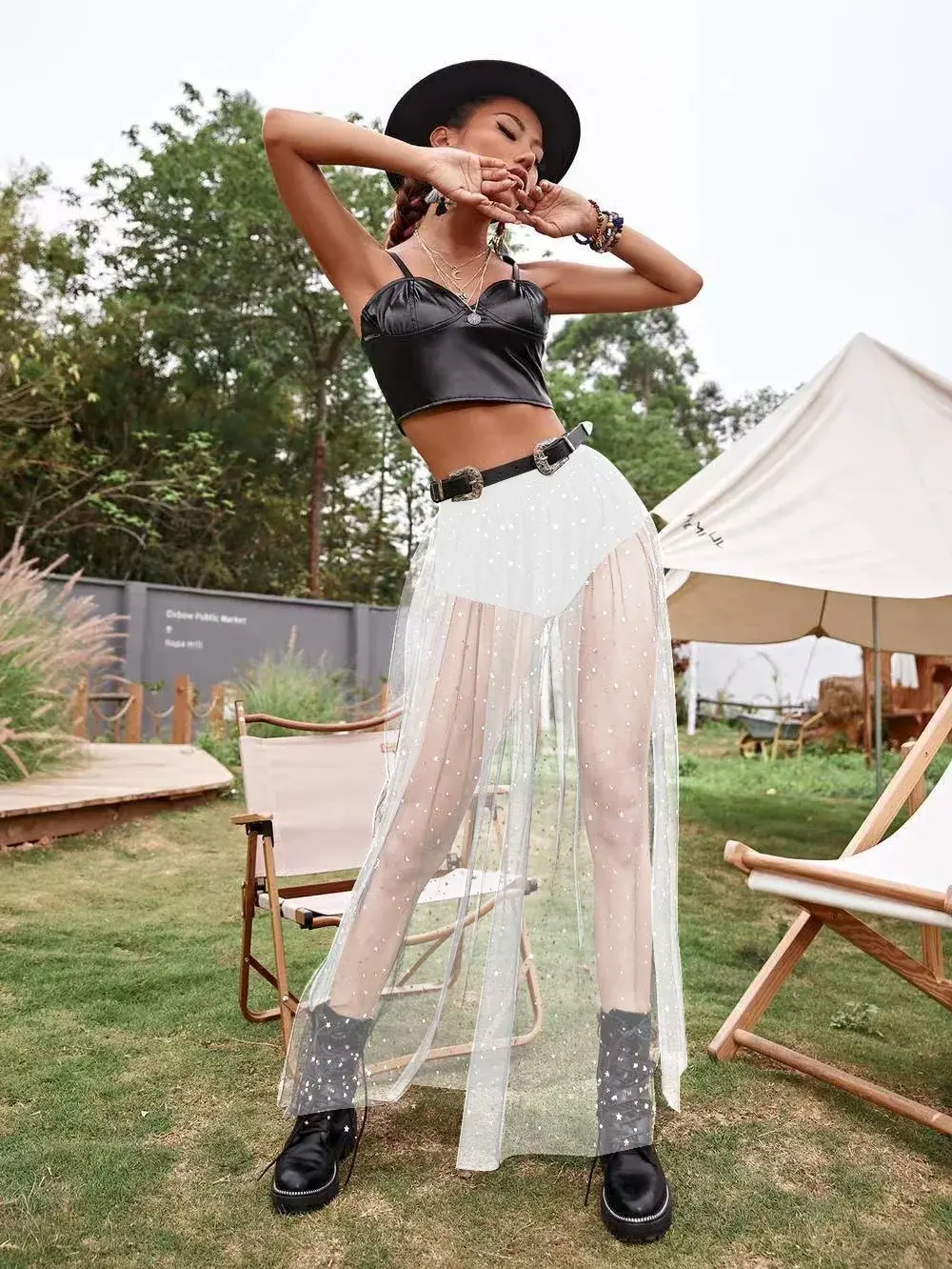 Sexy See-Through Pleated Bodycon Skirt High-Waisted Mesh Underwear Nightclub Fashion Trendy European And American Cross-Border