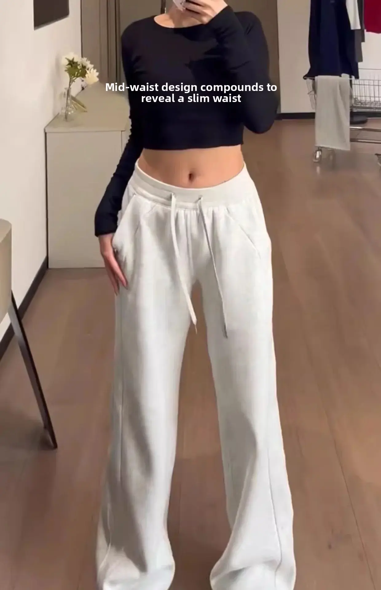 High Waist Wide Leg Pants Women's Casual Sports Sweatpants Floor-Length Straight Cut Trousers Comfortable Loose Fit Trousers
