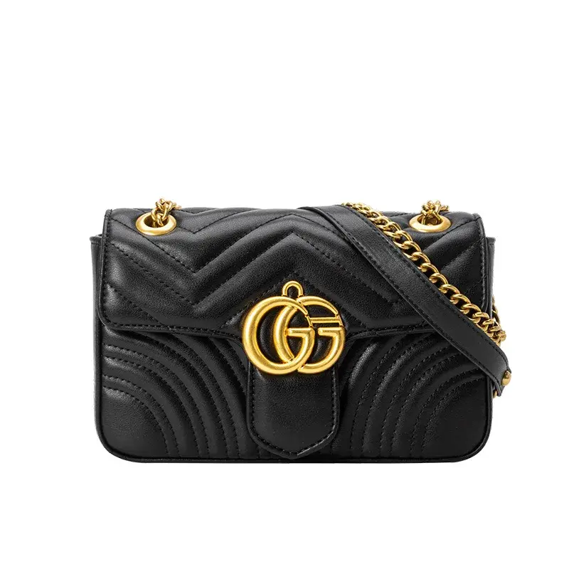 Luxury High-End FeelVargyll Genuine Leather Tweed Style Women's Crossbody Bag Trendy Simple DIY Chain Strap Shoulder Bag