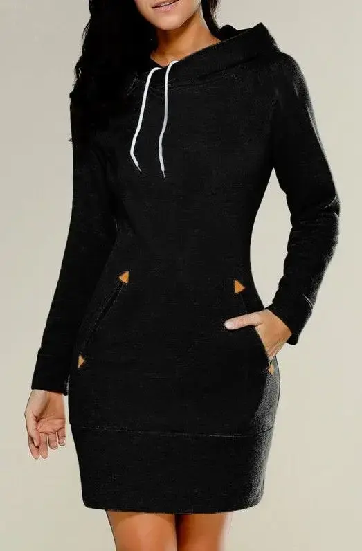 Hooded Zipper Pullover Mid-Length Sweatshirt Dress Fashionable Comfortable Style for Women Trendy New Arrival from China