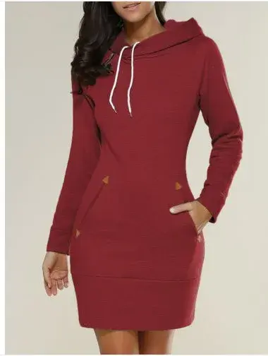 Hooded Zipper Pullover Mid-Length Sweatshirt Dress Fashionable Comfortable Style for Women Trendy New Arrival from China