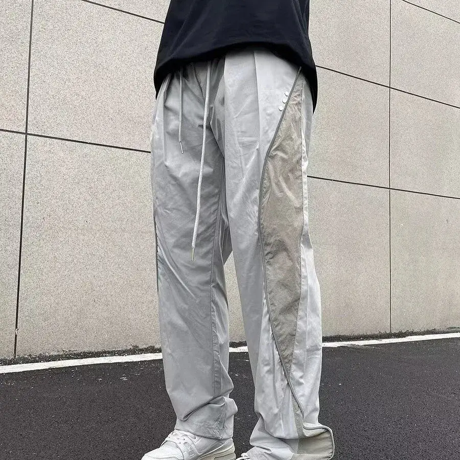 American Style Loose-Fit Straight-Leg Light Grey Casual Pants For Men Summer Thin Hip Hop Street Dance Trousers Casual Trendy Br